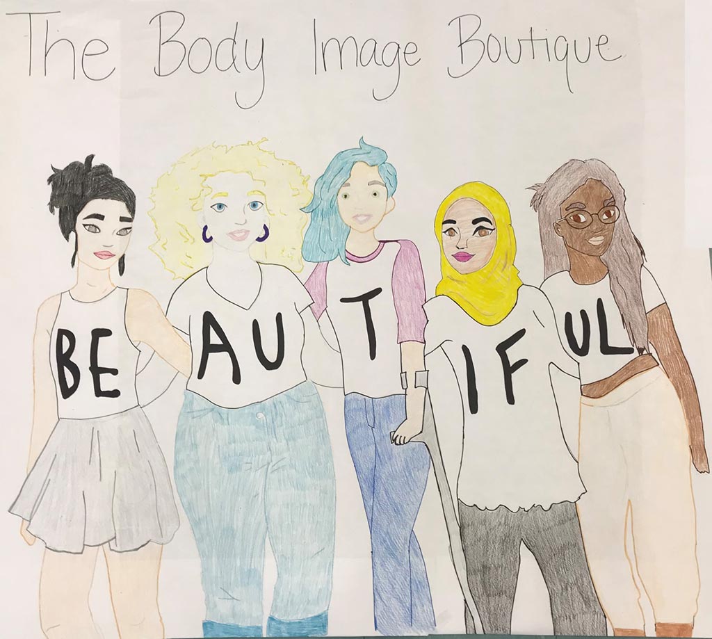 hand drawn artwork about body image